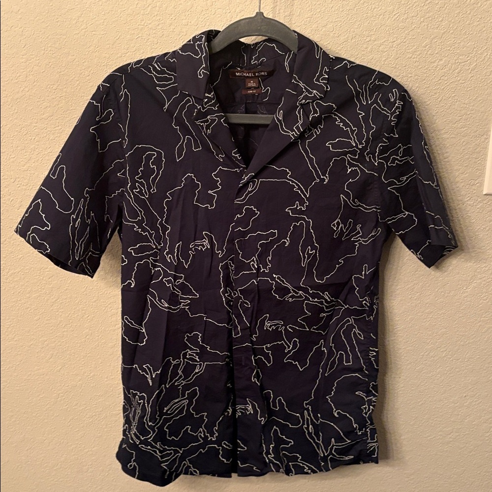 Michael Kors Dark Blue Shirt with White Pattern